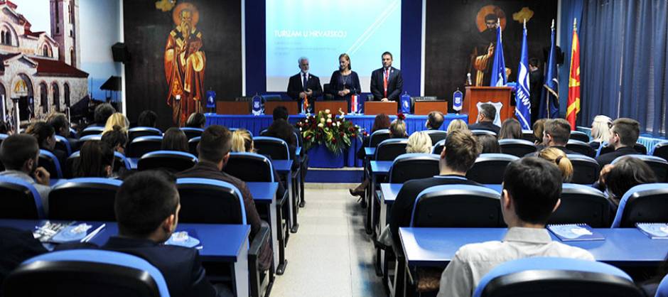 THE AMBASSADOR OF THE THE OF CROATIA IN REPUBLIC OF MACEDONIA, ITS EXCELLENCE, MS. DANIJELA BARISHJIC, ATTENDS A LECTURE ON THE SIGNIFICANCE OF SUSTAINABLE DEVELOPMENT TOURISM